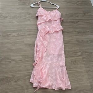 Elegant Pink Ruffled Dress